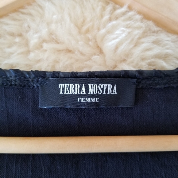 Terra NOSTRA FEMME Black 3/4 Sleeve Textured Pattern Top Size M - Picture 5 of 8